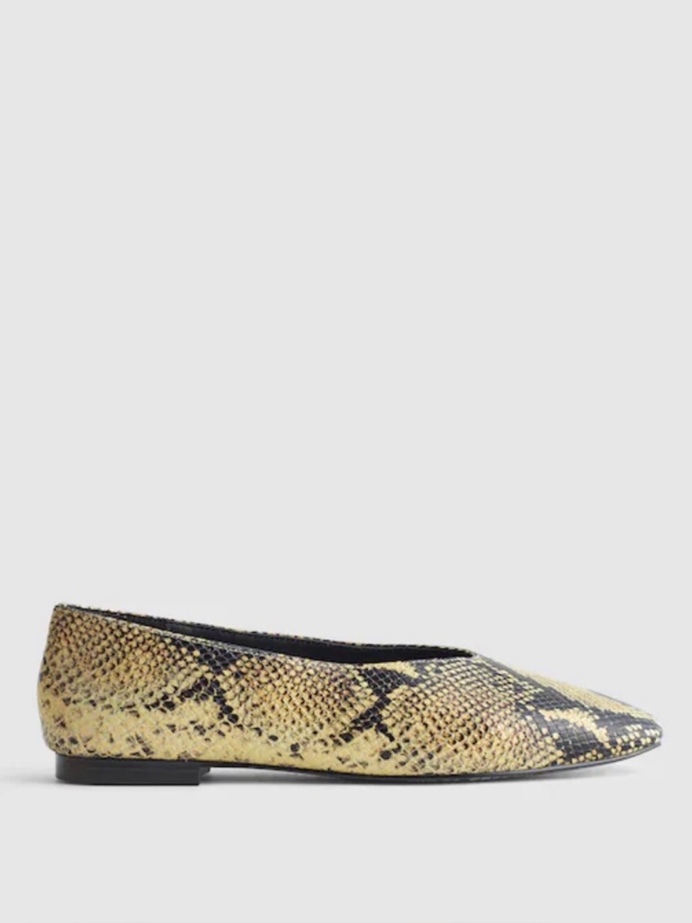 Madewell Pointed Snake-Print Ballet Flat‎ in Beige and Black